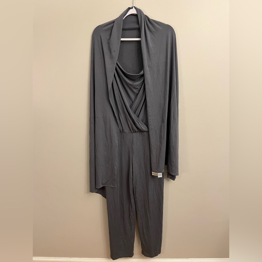 Newport News Gray Wide Leg Jumpsuit with matching Shawl